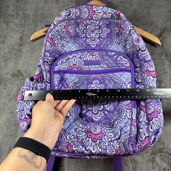 Vera Bradley Campus Tech Backpack Purple Tapestry Bag Bookbag Retired Full Size - Picture 10 of 11